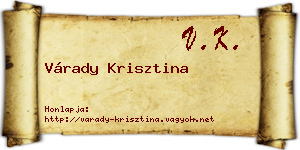 Várady Krisztina névjegykártya