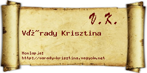 Várady Krisztina névjegykártya